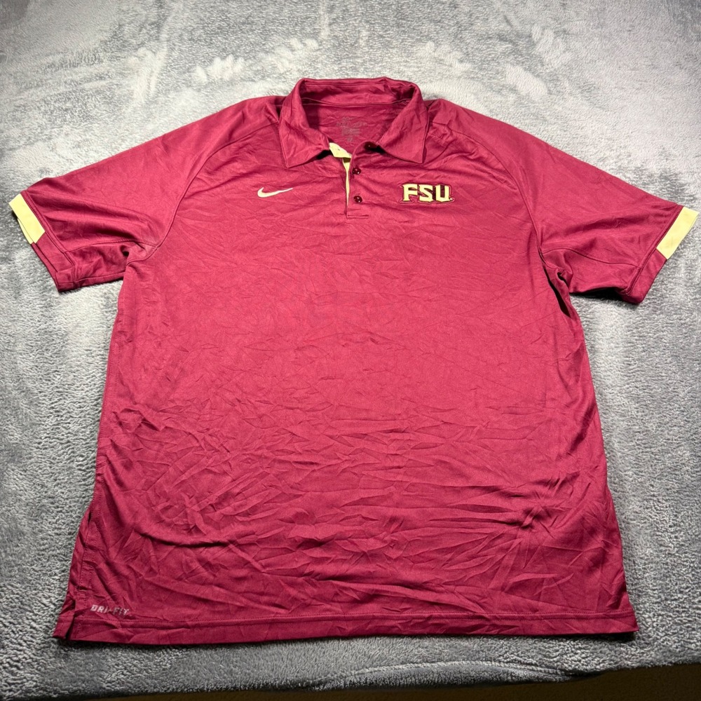 Nike Mens FSU Florida State Seminoles Dri-FIT Polo Shirt Garnet XL Golf NCAA